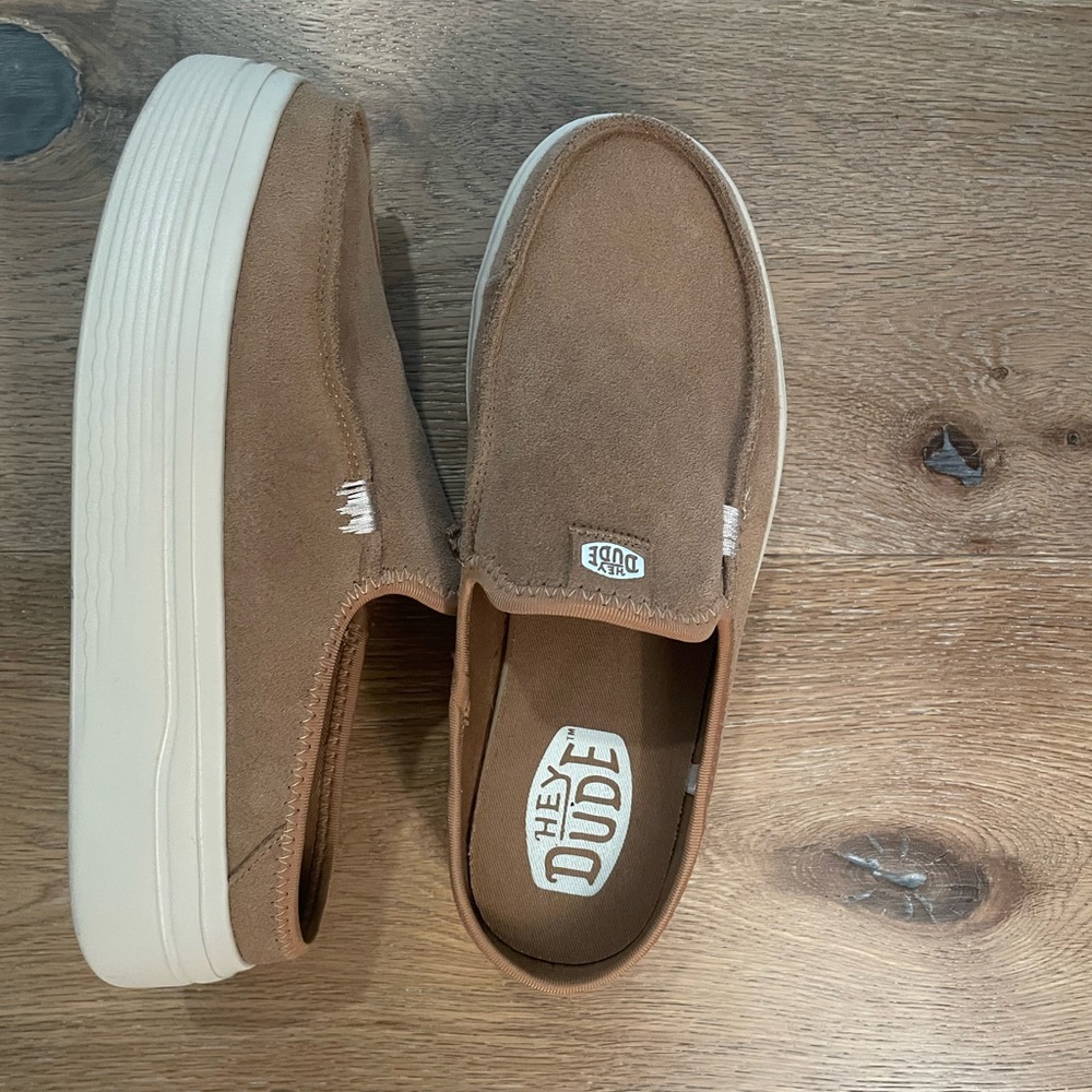 Hey Dude women's Tan Slip-On Shoes